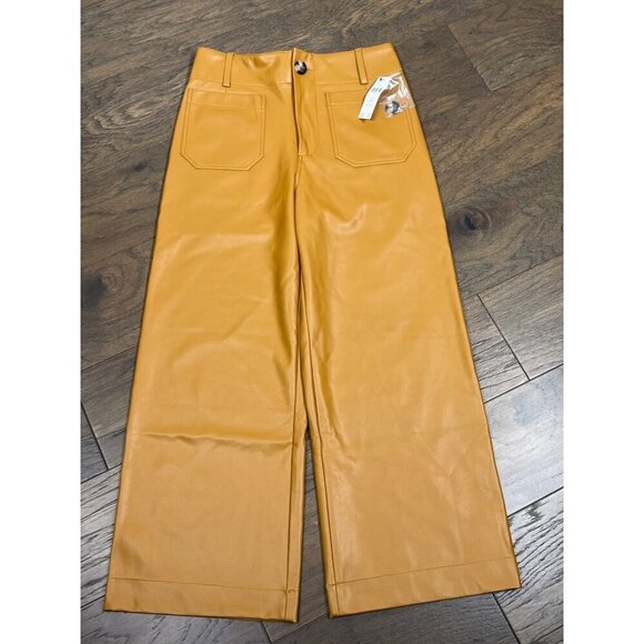 MAEVE The Collette Vegan Leather Wide Leg Pants in Cedar (Brown) Sz 26P  NWT - Picture 1 of 9